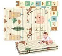 Soontrans Tapis Bebe Pliable 180x120x1cm, Tapis d'Eveil Bebe avec sac de Transport, Mousse, Imperméable, Protection Anti-Chute, Reversible, Taitapis bebelle de Jeu en motricité (Forêt/Animal)