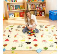 Soontrans Tapis Bebe Pliable 200x180x1cm, Tapis d'Eveil Bebe avec sac de Transport, Mousse, Imperméable, Protection Anti-Chute, Reversible, Taitapis bebelle de Jeu en motricité (Taupe/Alphabet)
