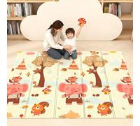 Soontrans Tapis Bebe Pliable 200x180x1cm, Tapis d'Eveil Bebe avec sac de Transport, Mousse, Imperméable, Protection Anti-Chute, Reversible, Taitapis bebelle de Jeu en motricité (Petit cochon)