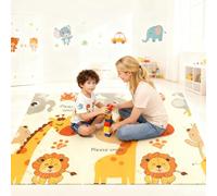 Soontrans Tapis Bebe Pliable 200x180x1cm, Tapis d'Eveil Bebe avec sac de Transport, Mousse, Imperméable, Protection Anti-Chute, Reversible, Taitapis bebelle de Jeu en motricité (Animaux/Rues)