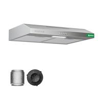 Soonye Hotte Aspirante 60cm Classe A+++, Hotte Cuisine,220 m³/h,Moteur sans balais,Évacuation ou Recyclage,Filtre au Charbon Inclus,Hotte Casquette,Inox