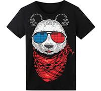 SOOOEC LED T-Shirt Son activé Lumineux Shirt pour Party Hiphop Halloween Cosplay Cadeau d'anniversaire,L,Noir-Panda