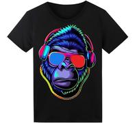 SOOOEC T-shirt LED avec égaliseur activé par le son, pour Halloween, fête EDM, hip-hop, cosplay, concert, anniversaire, cadeau DJ, noir, Noir (singe), M
