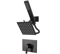 SOOOHOT Ensemble pommeau de douche et poignée noirs, ensemble de robinets de douche avec douchette à main, ensemble de double pommeau de douche entièrement en métal de 15,2 cm et inverseur à 3 voies,