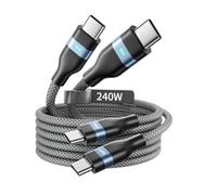 SooPii Câble USB C vers USB C 240W, [2M 2Pièces] Câble de charge rapide de type C, câble de charge USB C compatible avec iPhone 16/16 Pro Max/15/15 Pro Max, MacBook Pro, Samsung Galaxy S24, gris
