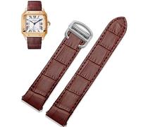 sooponu Bracelet En Cuir À Dégagement Rapide Pour Cartier Santos Classic Style WSSA0009 WSSA0010 WSSA0018, Nouvelle Chaîne De Montre SANTOS(Brown-silver,21mm)