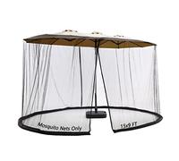 SOOSPE-MZ Moustiquaire double face pour parasol de terrasse de 4,6 m, parois moustiquaires, fermeture éclair, double porte, noir (pour parasol de 4,6 m)