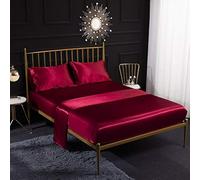Soothbedding Parure de lit 3 pièces en Satin de Soie crème avec Drap-Housse, Drap Plat, taie d'oreiller, Respirant, Doux et Confortable, Taille Simple