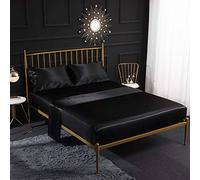 Soothbedding Parure de lit 3 pièces en Satin de Soie crème avec Drap-Housse en Satin, Drap Plat, taie d'oreiller, Respirante, Douce et Confortable, Taille Unique
