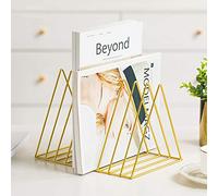 Sooyee Organiseur Triangle en Fer Rangement Organiseur de Bureau Bibliothèque Bibliothèque Cuivre Magazine Art Bureau Organiseur Fil Collection 9 sections pour Bureau Décoration de Maison (Or)