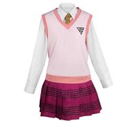 SOOYOOYOO Costume Cosplay Kaede Akamatsu Gilet Rose Chemise Blanc avec Jupe Bordeaux pour Halloween Conventions Roleplay(Femelle,XS)