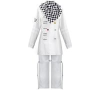 SOOYOOYOO Costume Cosplay Kokichi Oma Veste et Pantalon avec Écharpe à Carreaux Blanc pour Halloween Conventions Roleplay(Homme,XS)