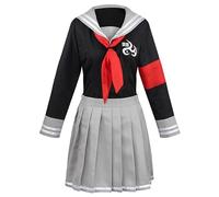 SOOYOOYOO Costume Cosplay Peko Pekoyama Uniforme Marin Noir et Gris avec Nœud Rouge Jupe Plissée pour Halloween Conventions Roleplay(Femelle,S)