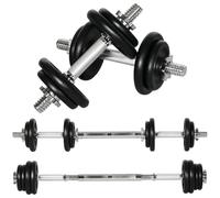 Soozier 44 lbs 2-en-1 Barre et haltères réglables, Noir | Set de poids libres, poignées antidérapantes, entraînement à la maison.