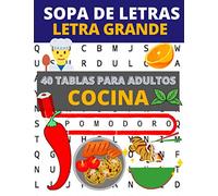 Sopa de letras Letra grande: 40 tablas para adultos sobre el tema de las recetas de cocina | una receta per pagina