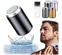 Sopami Mini rasoir électrique portable, mini rasoir électrique portable pour homme, taille de poche, rechargeable par USB, étanche, tondeuse à barbe électrique pour voiture, voyage (noir)