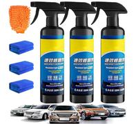 Sopami Quick Effect Coating Agent 3 en 1 High Protection Quick Car Coating Agent Spray 500 ml Quick Effect Coating Agent Hydrophobic Trim Coating, Car Scratch Wax Polish Spray Waterless Wash (3 pièces