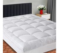 SOPAT Surmatelas Extra épais en Coton 400 Fils Respirant avec Poche Profonde de 20,3 à 55,9 cm - Rembourrage Alternatif en Duvet Doux (198 x 203,2 cm, Blanc)