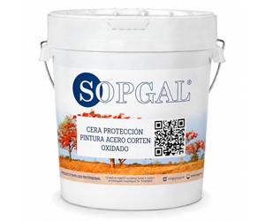Sopgal Finition protectrice 5L pour peinture effet acier Corten rouillé | Cire de protection pour augmenter la résistance à l’usure. N’altère pas la finition finale de la peinture effet acier corten
