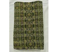 Sophia-Art California King/King/Twin Size Bohemian Hand Block Ajrakh Vintage Print Couvre-lit Kantha Blanket Bed Cover, Sofa Cover Hand Stitch Throw Quilt (Green, King 90 * 108 inches)