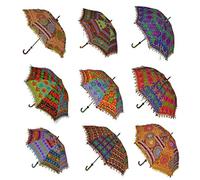 Sophia Art indien Coton faite à main Designer Mode Multicolore Parapluie Broderie parapluies, Parasol de plage Protection UV du soleil 10 pcs
