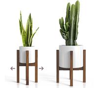 Sophia Mills Support pour plantes du milieu du siècle - Support en bois massif fait à la main en acacia - Convient aux pots de taille moyenne et grande de 20,3 à 30,5 cm (non inclus) (largeur réglable