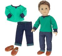 Sophia's - 18" poupée - Chemise, Jean à Menace en Flanelle et Mocassins Bruns de Penny - Vert