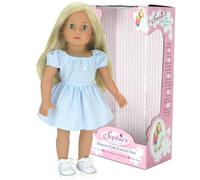 Sophia's - 18" Poupee - Doll Blonde Avec Robe À Rayures Bleues Et Blanches, Baskets En Toile Blanche Et Sous-Vêtements Imprimés - Blanc / Bleu