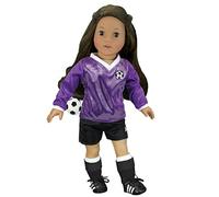 Sophia's - 18" Poupee - Tenue de Football, Balle, Chaussettes, Crampons et gardes de Tibias - Violet/Noir