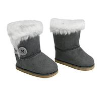 Sophia's Bottes pour poupées par Teamson Kids 18 Pouces en Simili Daim Gris, Chaussures de poupée bébé avec Doublure et Bordure Blanches pour poupées jusqu'à 46 cm, Cadeau pour Filles et garçons