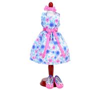 Sophia's - Poupée 14,5' - Robe De Soirée En Satin À Imprimé Floral Aqua Pour Fille, Noeud À Cheveux Et Ballerines - Blanc