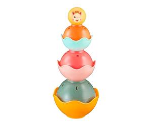 Sophie la Girafe 6 Bols Empilables Colorés Bio 30 cm Bébé Dès 6 Mois | Plastique biosourcé | jeu de bain grelot et 3 structures différentes | développe la motricité fine | idée cadeau enfant