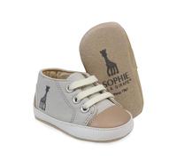 Sophie La Girafe - Chaussures Bébé Naissance Souple - Baskets Nouveau-Né - Grande Ouverture Lacet - Gris - Beige - Mixte - 0/3 Mois