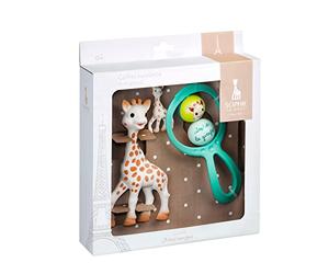 Sophie la Girafe Coffret Cadeau Naissance 3 Pièces Bébé Dès la Naissance | Jouet caoutchouc naturel | hochet Swing | porte-clés | éveil sensoriel | grelots | boules rotatives | sac cadeau inclus