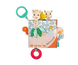 Sophie la Girafe Livre des Découvertes 8 Pages Dentition Bébé Dès 3 Mois | Éléments à manipuler et crochet universel pour poussette | textures et couleurs vives | jouet d'éveil | idée cadeau enfant