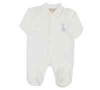 SOPHIE LA GIRAFE - Pyjama Naissance Bébé - Dors-Bien Y - Velours Jacquard - Doux - Chaud - Filles, Garçons, Mixte - Ecru - Col replié - Détail Girafe Brodé - 1 Mois