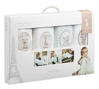 Sophie la Girafe Set 4 Langes Coton 100% 70×70 cm Bébé Dès la Naissance | Multi-usages : doudou câlin | bavoir repas | tapis de change | protection poussette | lavable en machine