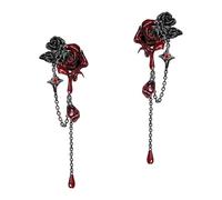 Sophisticated Dark Rose Earrings for Women Gothic Alloy Metal Light Weight Comfortable Party Music Festival Accessories Party Earrings