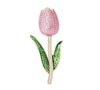 Sophisticated Floral Enameled Alloy Brooch Handcrafted Tulips Designs Versatile Accessory for Casual or Formal Occasions Elegant Alloy Flower Brooch