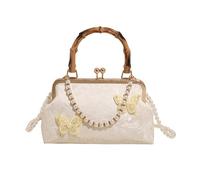 Sophisticated Sac à main brodé floral pour femme Style chinois, blanc