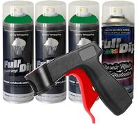 Sophisticauto Full Dip Spray vert militaire mat, lot 3 + 1 (3 sprays 400 ml vert militaire + 1 couche de finition protectrice transparente mat)