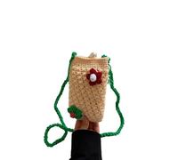 Sophistiqué tissé à la main en fil de coton évidée unique épaule Crossbody sac tricoté multifonctionnel délicieux cas de téléphone