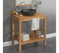 Sophrelle Armoire de Toilette en Teck Solide avec lavabo en marbre Noir,Meubles-lavabos de Salle de Bains,3058161