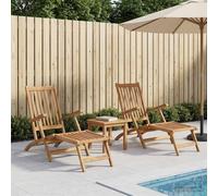 Sophrelle Chaise de Deck Pliable 2 pcs Naturel Bois de Teck Massif,Chaises de Jardin,3426519