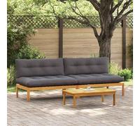 Sophrelle Unité de canapé du Milieu 2 pc Gris Naturel et Foncé,Éléments pour canapés modulables de Jardin,3418149