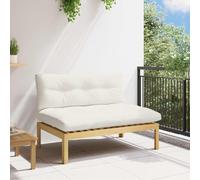 Sophrelle Unité de canapé du Milieu Acacia Clair et Blanc Crème,Éléments pour canapés modulables de Jardin,42026776