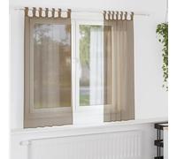 Sophrelle Voilages à œillets 2 pcs Marron Clair 140 x 140 cm,Rideaux,4102311