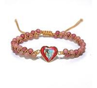 SOPIFY Bracelet réglable en perles de jaspe « To My Granddaughter Love You Forever » en forme de cœur pour grand-mère/grand-père - Fait à la main - Pour femmes et filles, Adjustable, Sans pierre