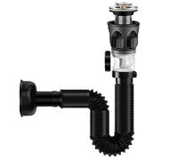 SopimusZ Égouttoir de Bonde de Lavabo, Universel Égouttoir Siphon Lavabo avec Flexible Drain et Bouchon de Vidange de Filtre Escamotable, Kit de Vidange de Lavabo Résistant Aux Odeurs Et Aux Insectes