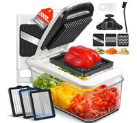 Sopito Coupe Legumes Multifonctions, Decoupe Legumes Professionnel avec 6 Lames, Mandoline Multifonctions avec un Récipient de 2L, Outil de Cuisine Indispensable